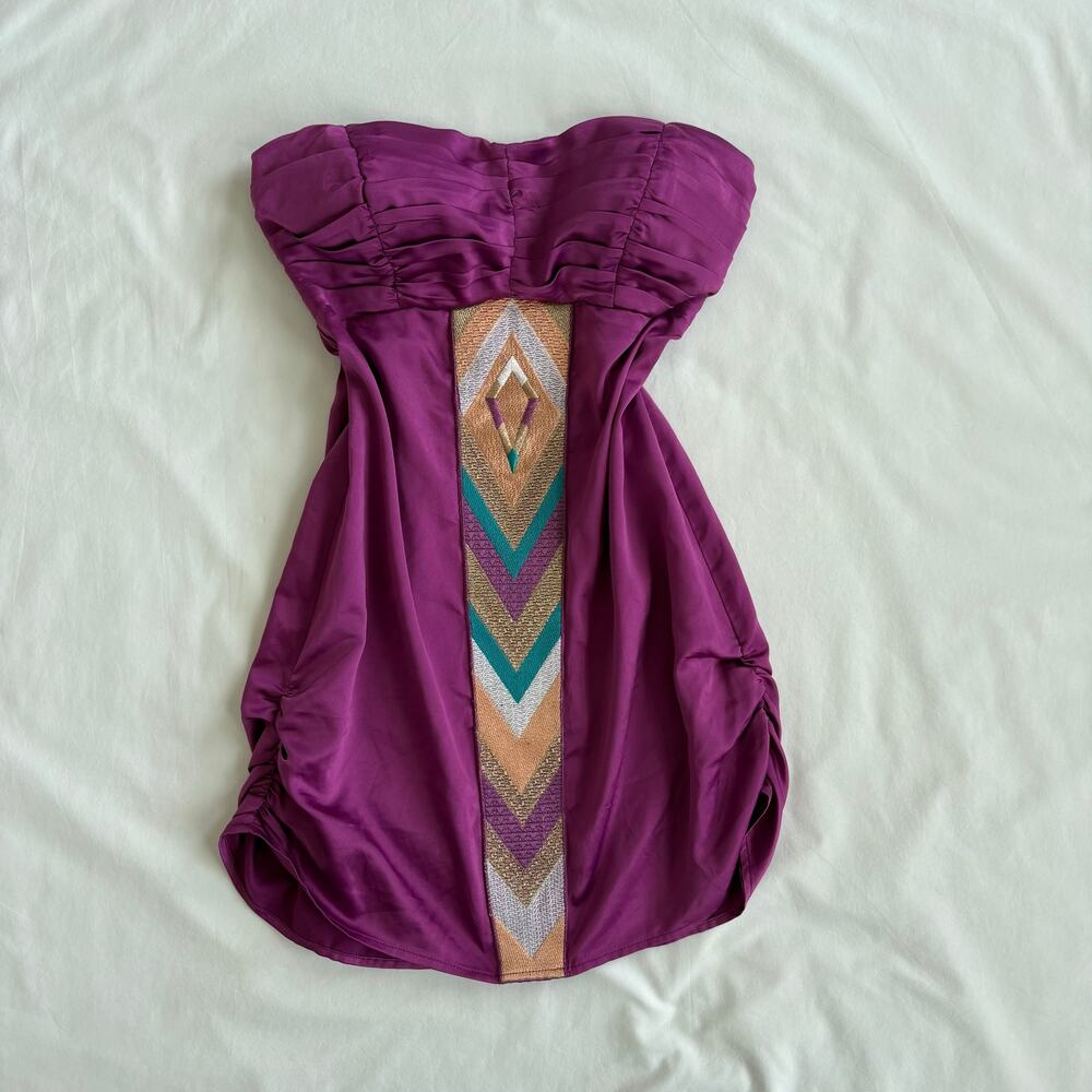 Y2K Arden B Purple Strapless Embroidered Top - Size S